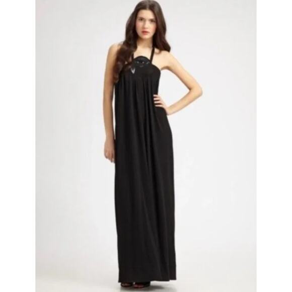 Anthropologie Leifsdottir Black Halter Maxi Dress Size Small - Picture 1 of 12